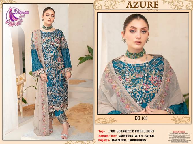 Azure Vol 4 By Dinsaa Georgette Pakistani Suits Catalog
